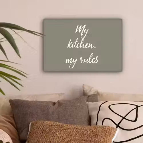 My kitchen, my rules - Spreuken - Quotes canvas 2cm klein -sfeer1