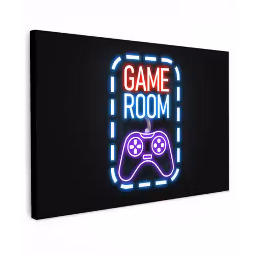Neon - Quotes - Game room - Controller - Zwart canvas 2cm klein -z3d
