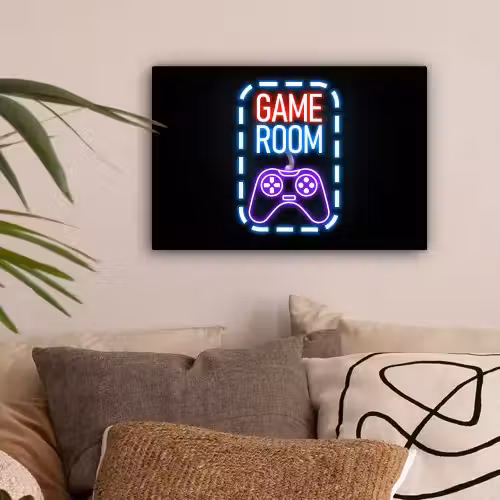 Neon - Quotes - Game room - Controller - Zwart canvas 2cm klein -sfeer1