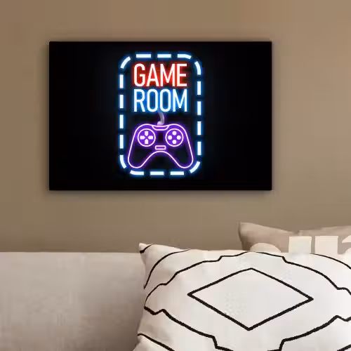 Neon - Quotes - Game room - Controller - Zwart canvas 2cm klein -sfeer3