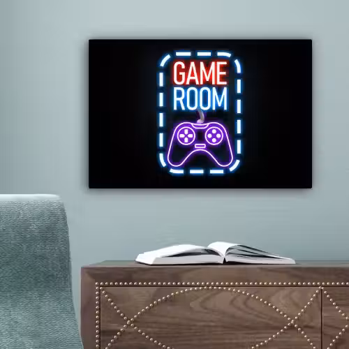 Neon - Quotes - Game room - Controller - Zwart canvas 2cm klein -sfeer4