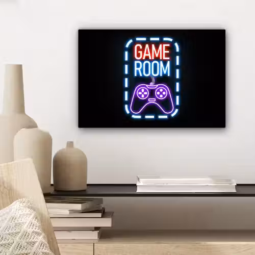 Neon - Quotes - Game room - Controller - Zwart canvas 2cm klein -sfeer6