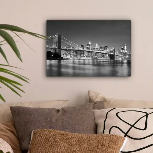 New York - Brug - Brooklyn - Zwart wit - Architectuur canvas 2cm klein -sfeer1