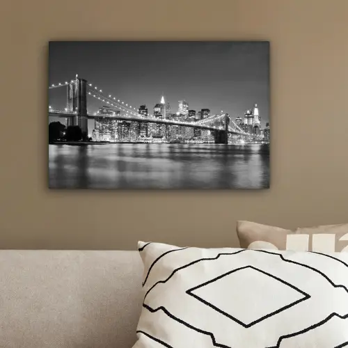 New York - Brug - Brooklyn - Zwart wit - Architectuur canvas 2cm klein -sfeer3