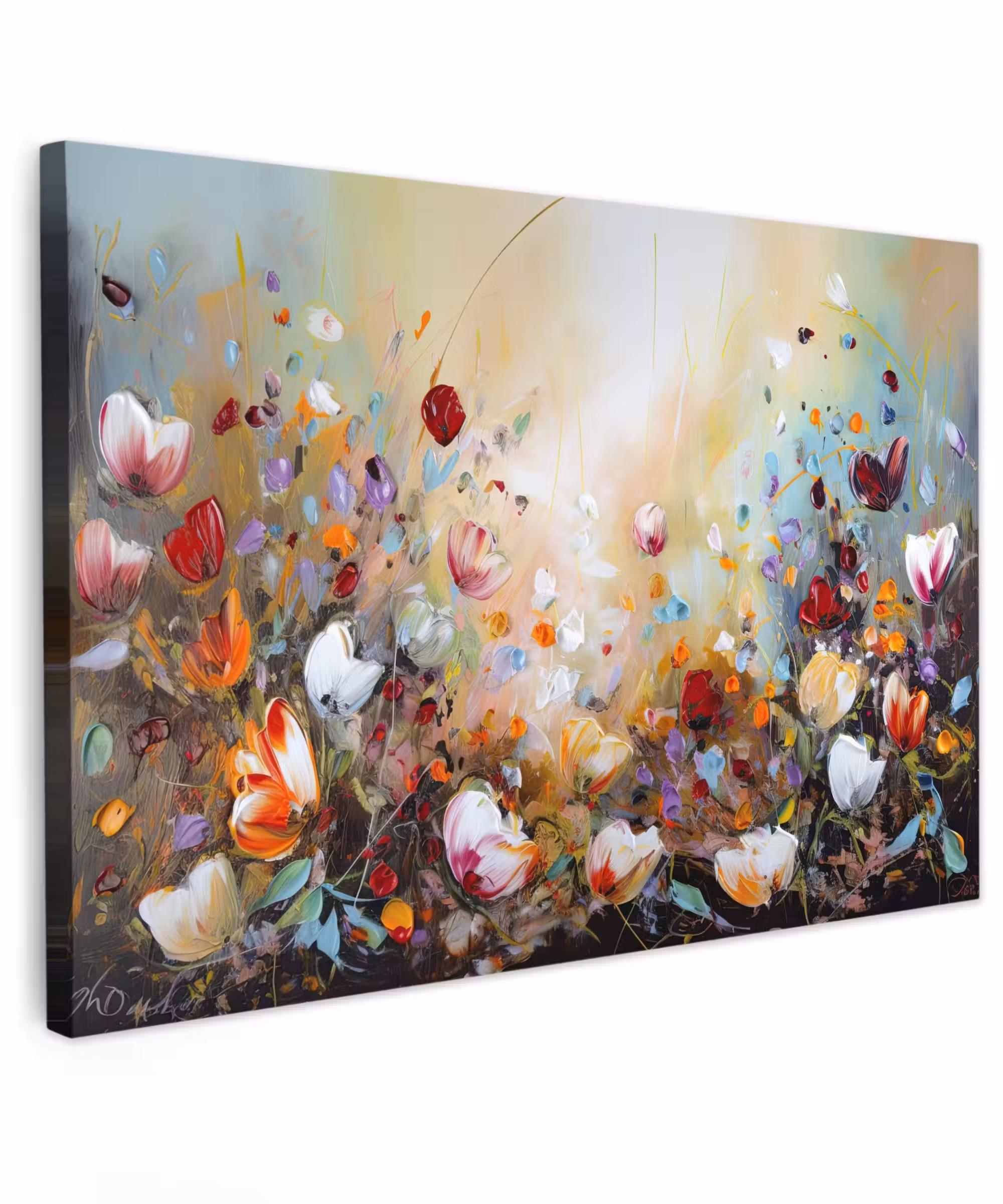 Canvas Print - Oil painting - Flowers - Colorful - Nature