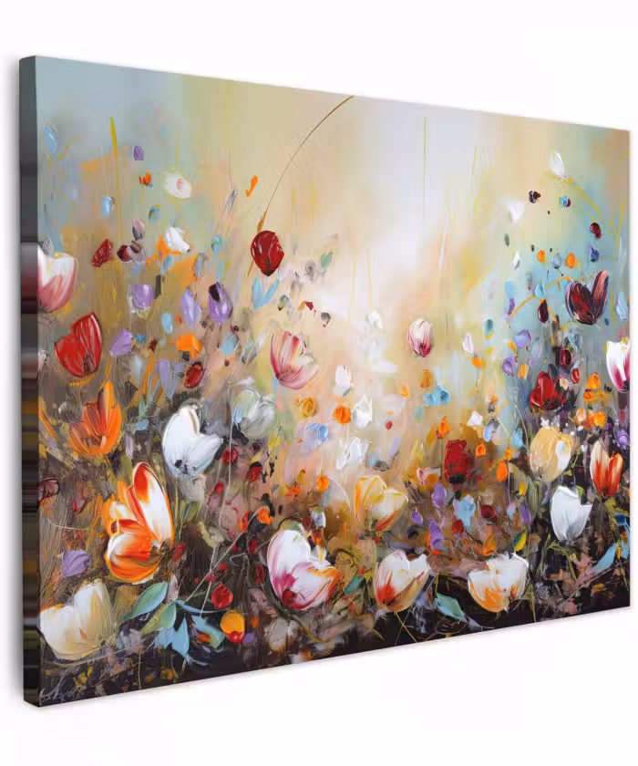 Canvas Print - Oil painting - Flowers - Colorful - Nature
