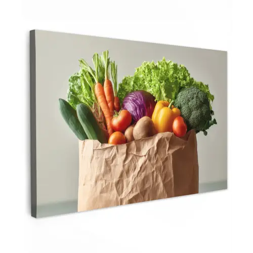 Papieren - Boodschappen - Groente - Kleurrijk canvas 2cm klein -z3d