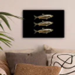 Vissen - Goud - Zwart canvas 2cm klein -sfeer1