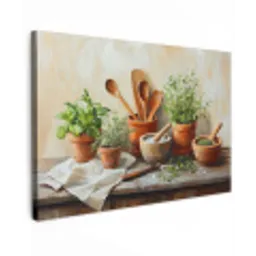 Potten - Kruiden - Hout canvas 2cm klein -z3d