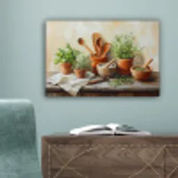 Potten - Kruiden - Hout canvas 2cm klein -sfeer4