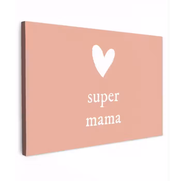 Presentje voor Moederdag super mama lichtroze/wit canvas 2cm klein -z3d