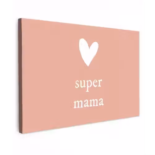 Presentje voor Moederdag super mama lichtroze/wit canvas 2cm klein -z3d
