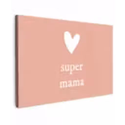 Presentje voor Moederdag super mama lichtroze/wit canvas 2cm klein -z3d
