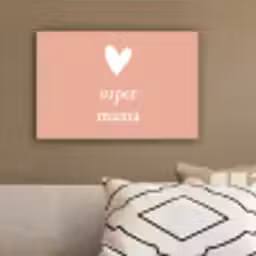 Presentje voor Moederdag super mama lichtroze/wit canvas 2cm klein -sfeer3
