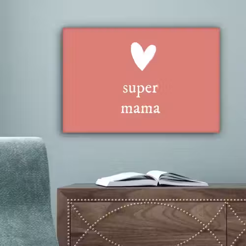 Presentje voor Moederdag super mama roze/wit canvas 2cm klein -sfeer4