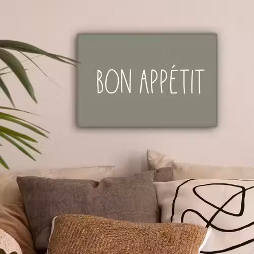 Spreuken - Bon appétit - Quotes - Eet smakelijk - Eten canvas 2cm klein -sfeer1
