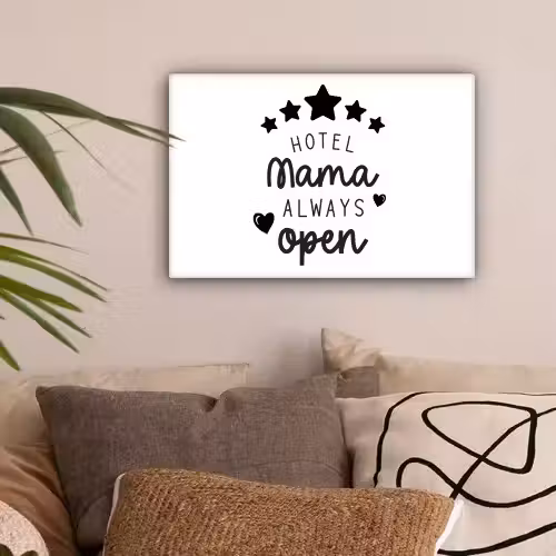 Spreuken - Hotel mama always open - Mama - Quotes canvas 2cm klein -sfeer1
