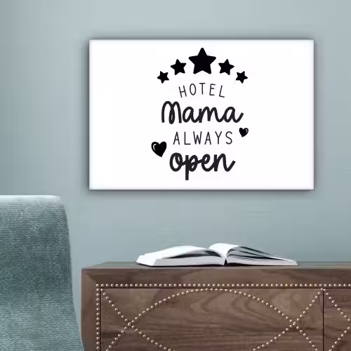 Spreuken - Hotel mama always open - Mama - Quotes canvas 2cm klein -sfeer4