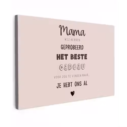 Spreuken - Quotes Mama Je Hebt Ons Al - Moederdag cadeau voor mama - Roze canvas 2cm klein -z3d