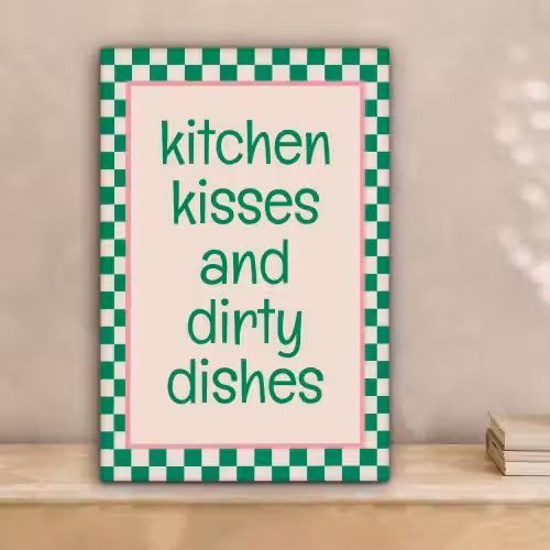 Quote - Groen - Geblokt - Keuken canvas 2cm klein -sfeer1