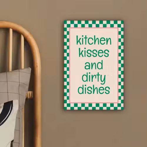 Quote - Groen - Geblokt - Keuken canvas 2cm klein -sfeer3