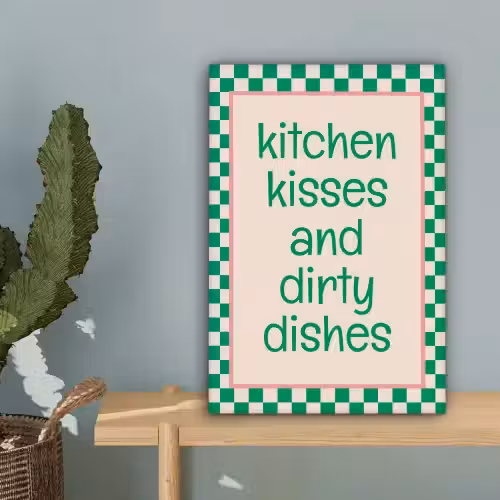 Quote - Groen - Geblokt - Keuken canvas 2cm klein -sfeer4