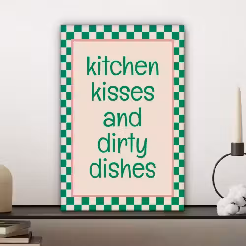 Quote - Groen - Geblokt - Keuken canvas 2cm klein -sfeer6