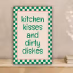 Quote - Groen - Geblokt - Keuken canvas 2cm klein -sfeer1