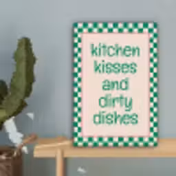 Quote - Groen - Geblokt - Keuken canvas 2cm klein -sfeer4