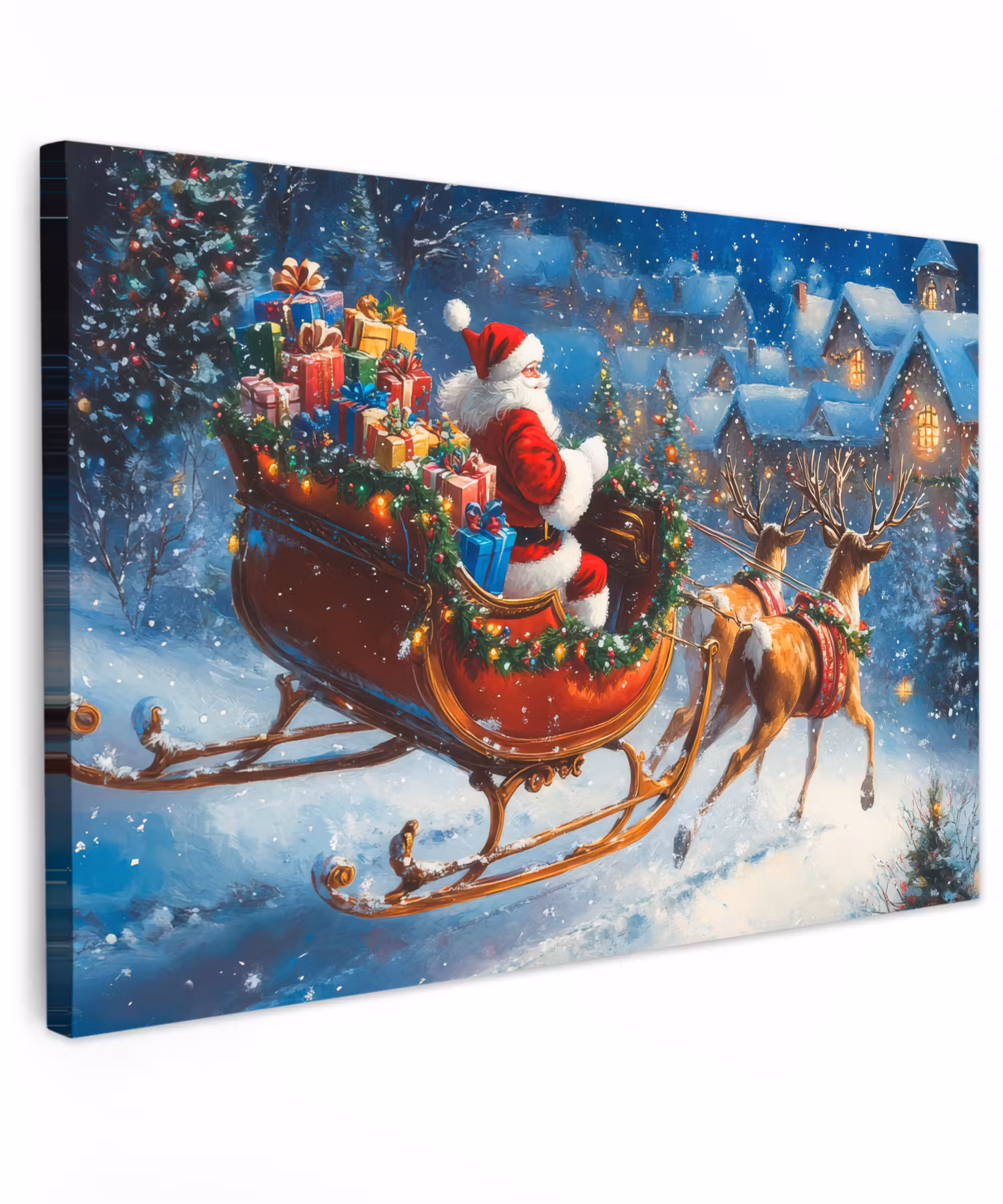 Canvas Print - Santa Claus - Reindeer - Christmas - Snow