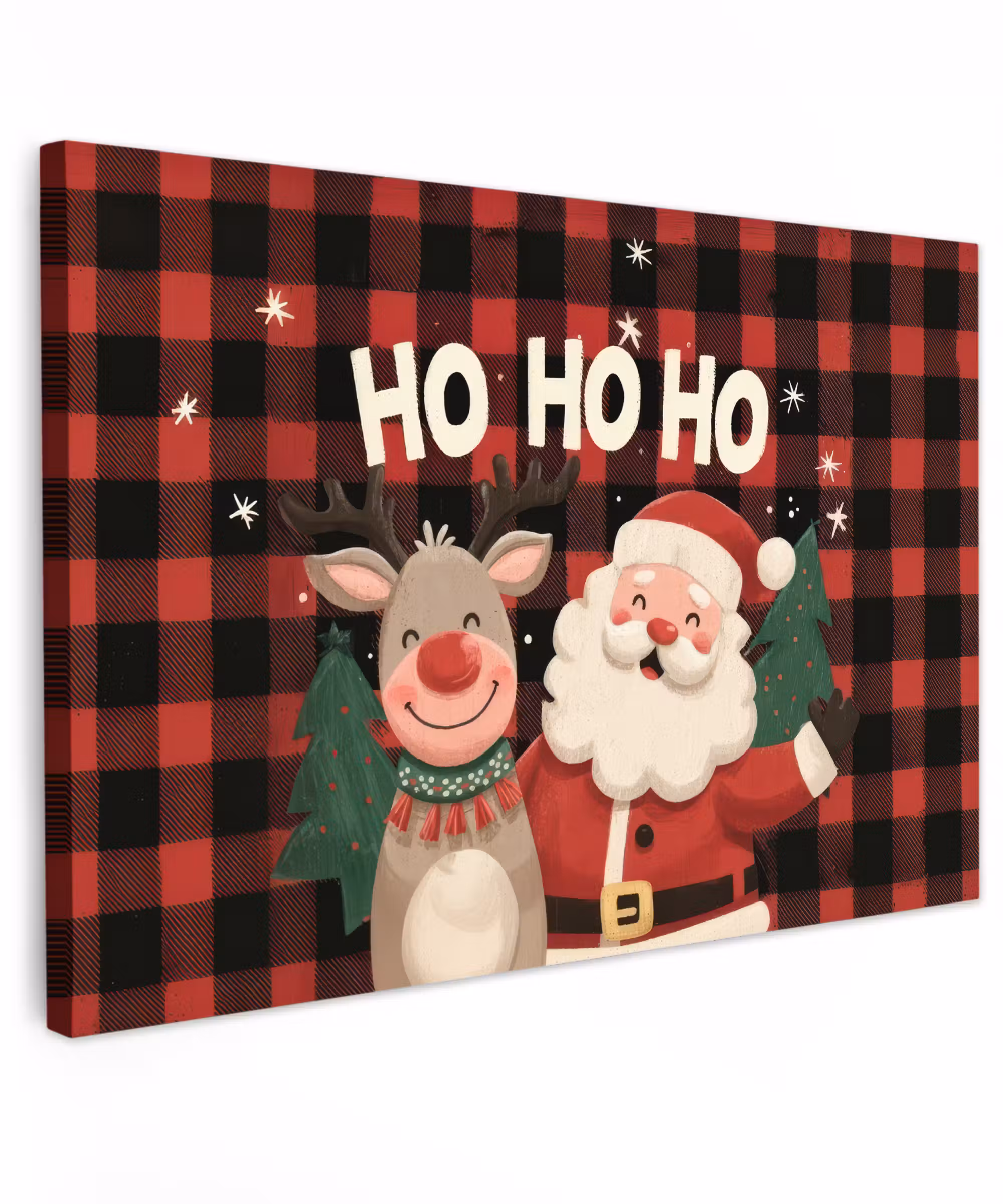 Canvas Print - Santa - Reindeer - Text - Red - Black