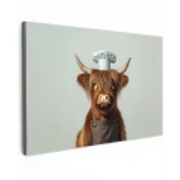 Schotse Hooglander - Bruin - Hoorns - Kokskleding canvas 2cm klein -z3d