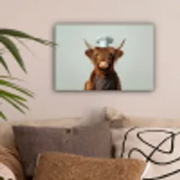 Schotse Hooglander - Bruin - Hoorns - Kokskleding canvas 2cm klein -sfeer1
