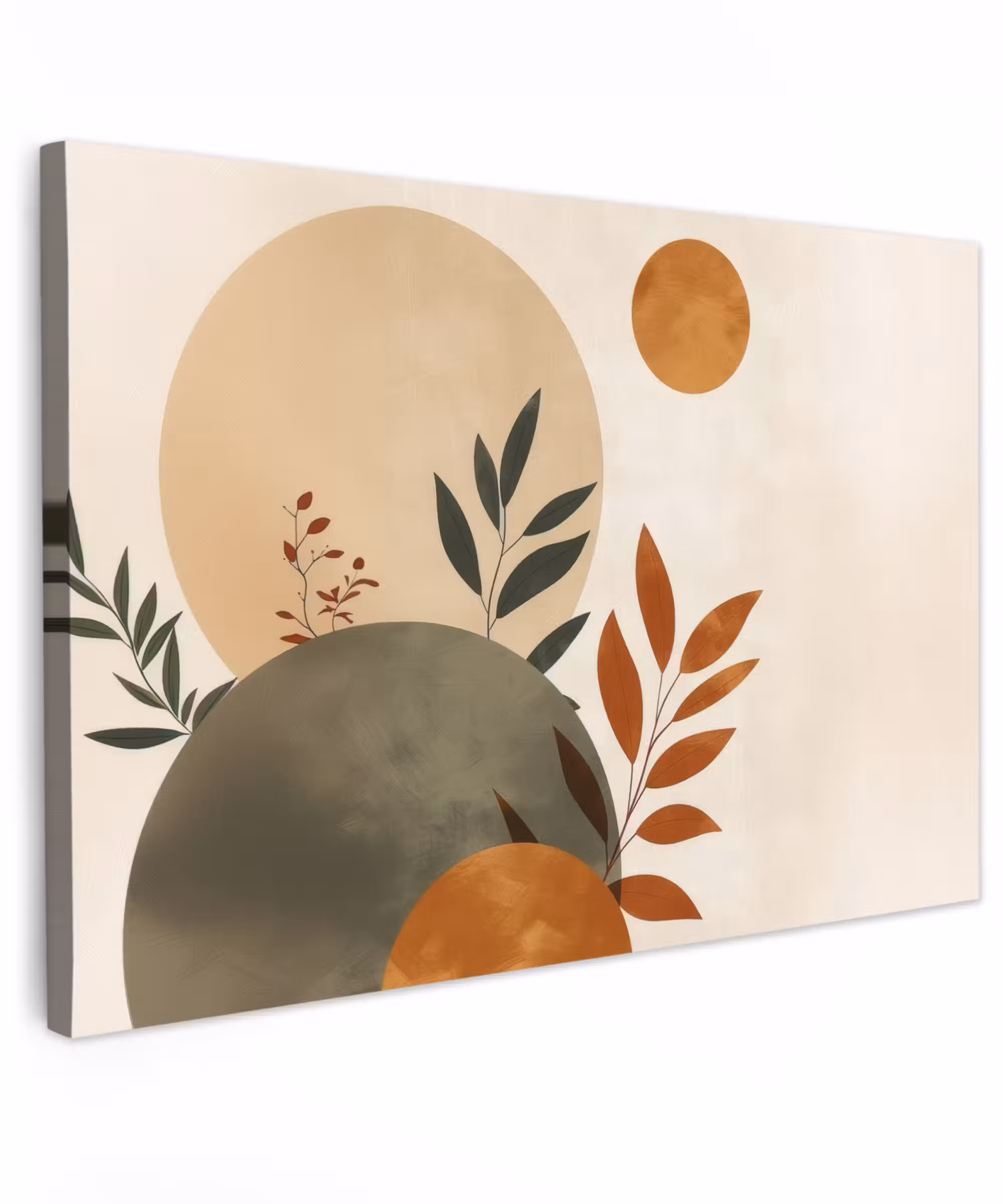 Canvas Print - Shapes - Round - Leaves - Beige