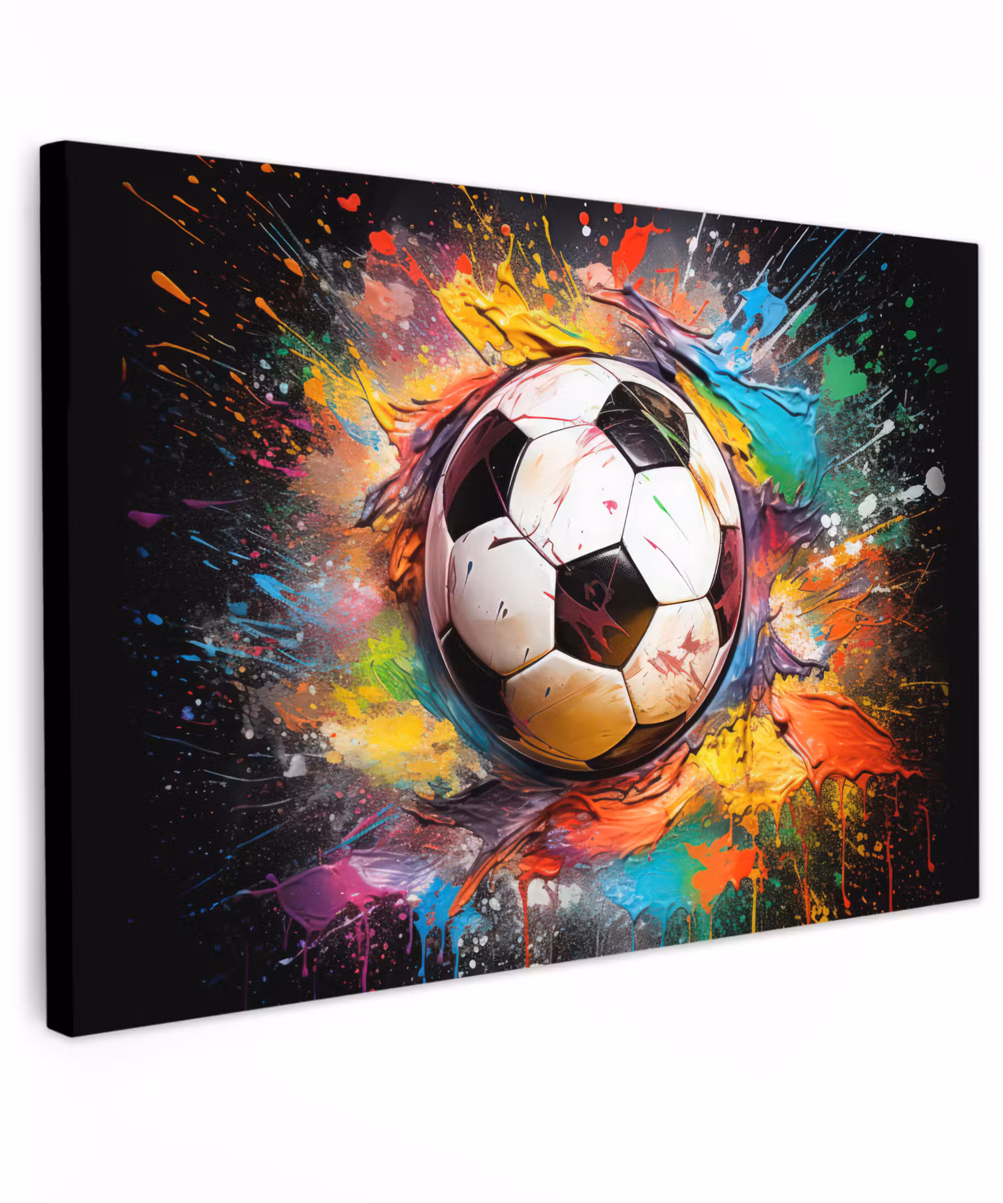 Canvas Print - Soccer - Paint - Colors - Black - White