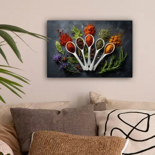 Lepels - Wit - Poeder - Kruiden canvas 2cm klein -sfeer1