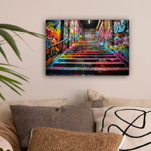 Trap - Graffiti - Kleuren - Kunst canvas 2cm klein -sfeer1