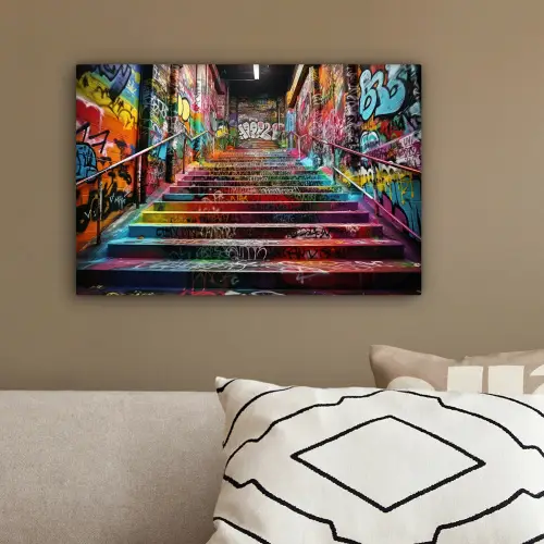 Trap - Graffiti - Kleuren - Kunst canvas 2cm klein -sfeer3