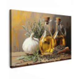 Stilleven - Olijfolie - Knoflook - Kruiden canvas 2cm klein -z3d