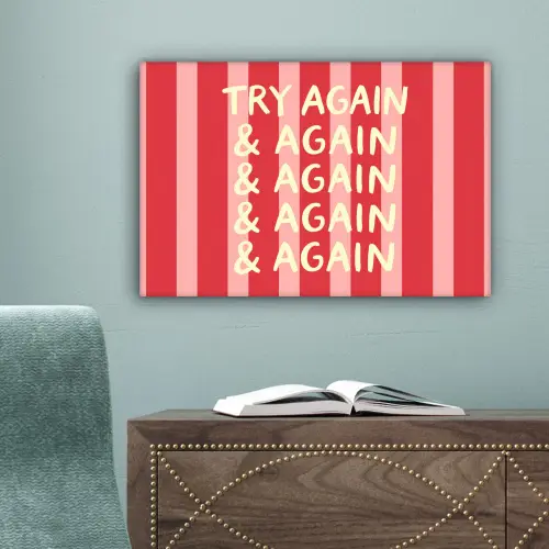 Strepen - Rood - Try again canvas 2cm klein -sfeer4