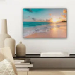 Zonsondergang - Strand - Zee - Zomer - Blauw canvas 2cm klein -sfeer6