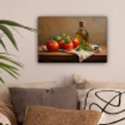 Tomaten - Olijfolie - Stilleven canvas 2cm klein -sfeer1