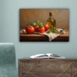 Tomaten - Olijfolie - Stilleven canvas 2cm klein -sfeer4