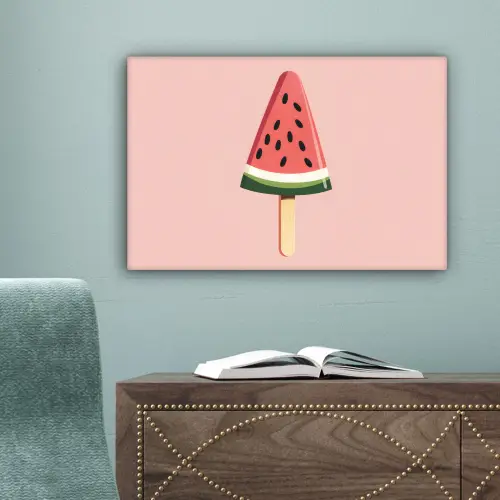 Watermeloen - Ijsje - Pitjes - Rood canvas 2cm klein -sfeer4