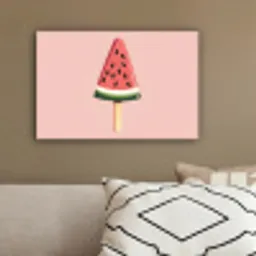 Watermeloen - Ijsje - Pitjes - Rood canvas 2cm klein -sfeer3