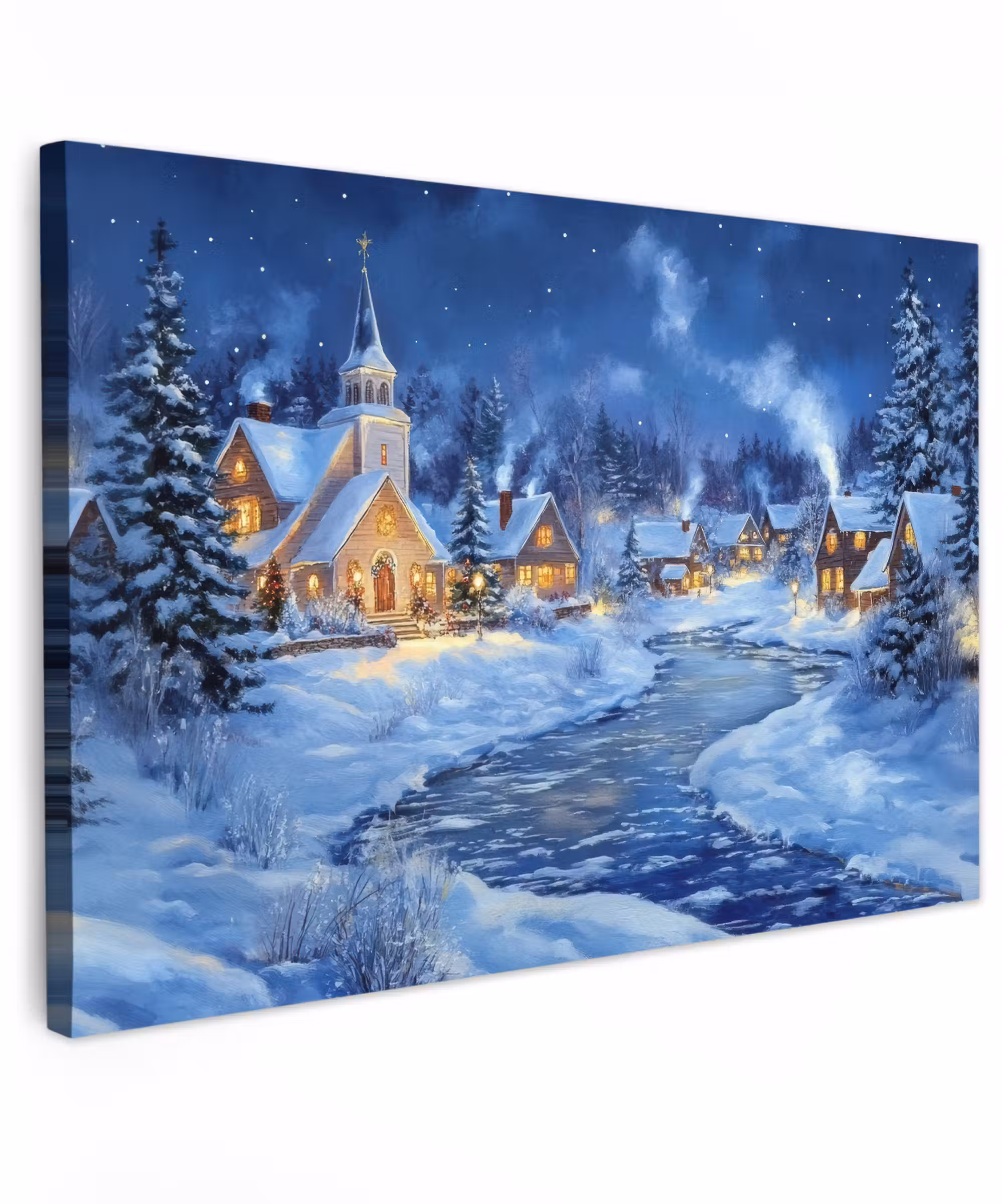 Canvas Print - Winter evening - Christmas Village - Dark