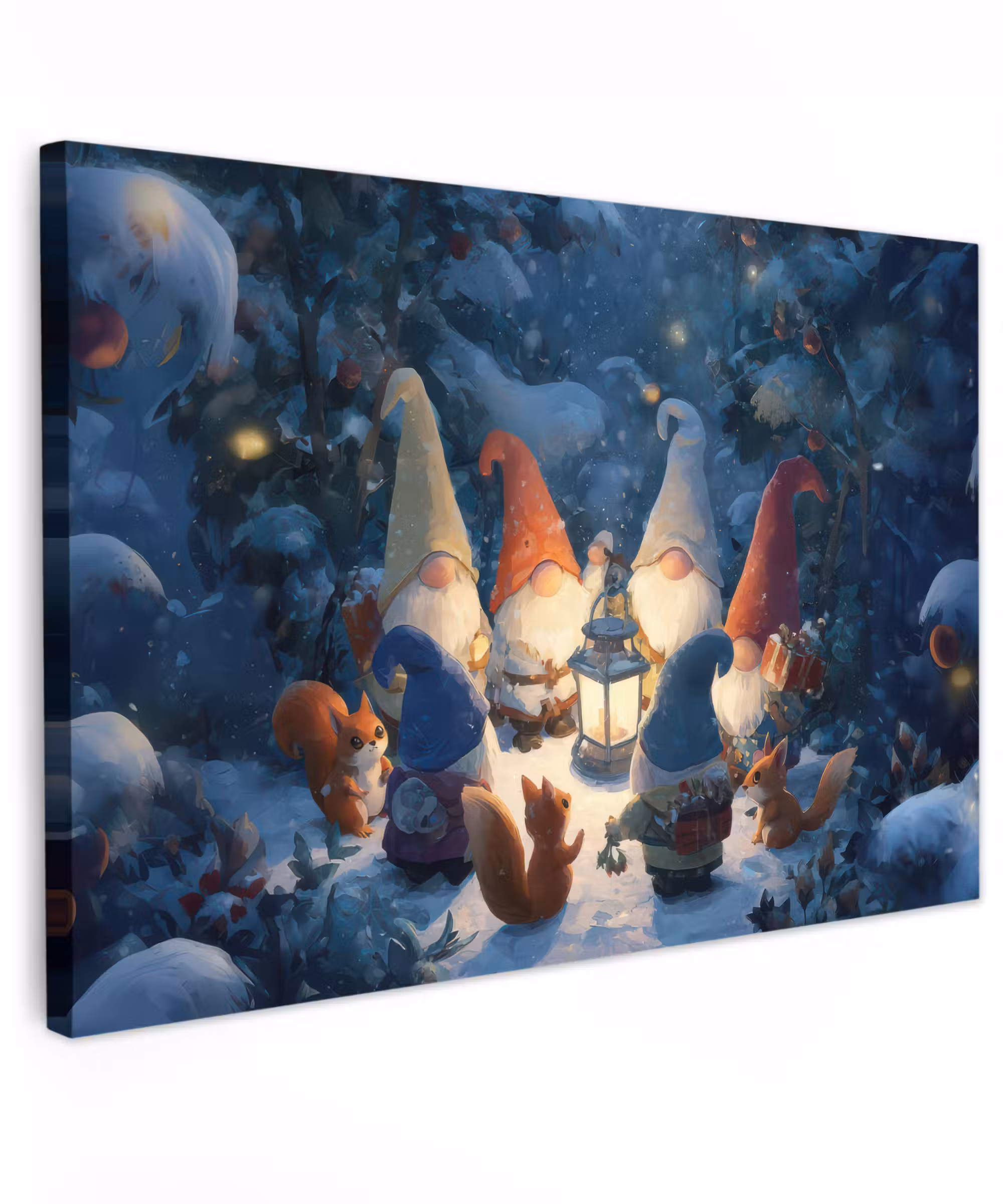 Canvas Print - Winter - Gnomes - Squirrels - Multicolored