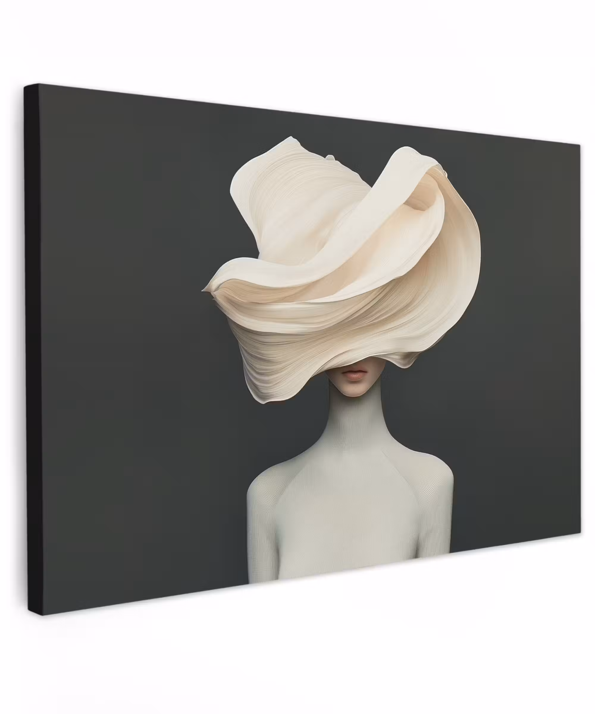 Canvas Print - Woman - Beige - hat