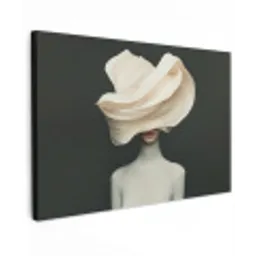 Vrouw - Beige - hoed canvas 2cm klein -z3d