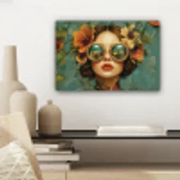 Vrouw - Bloemen - Vlinders - Natuur - Vintage canvas 2cm klein -sfeer6